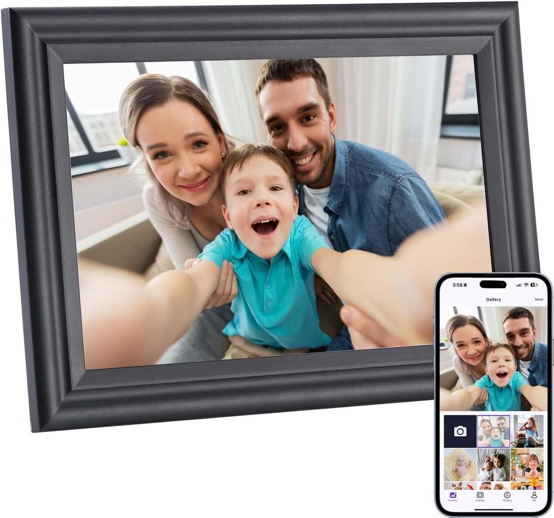 Digital Picture Frame 10.1 Inch WiFi Digital Photo Frame with 16GB Storage,1280x800 IPS Touch Screen, Auto-Rotate, Wall Mountable, HD Photo Frame for Sharing Pictures and Videos from Phone
