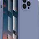 FireNova for iPhone 14 Pro Case, Silicone Upgraded [Camera Protection] Phone Case with [2 Screen Protectors], Soft Anti-Scratch Microfiber Lining Inside, 6.1 inch, Lavender Gray