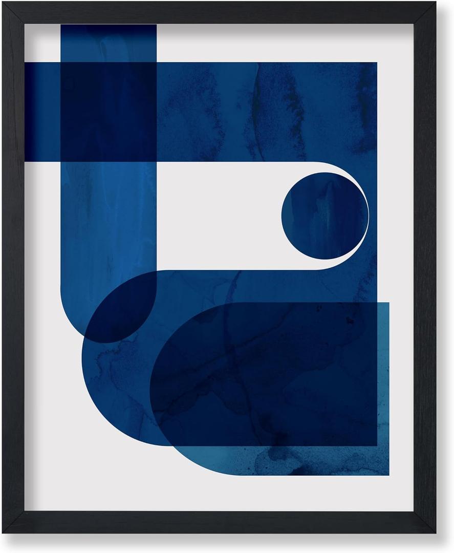 Poster Master Blue Shapes Poster - Graphical Illustration Print - Mid Century Modern & Abstract Art - Geometric & Aesthetic Art - Living Room or Bedroom Wall Decor - 8x10 UNFRAMED (Style-01)
