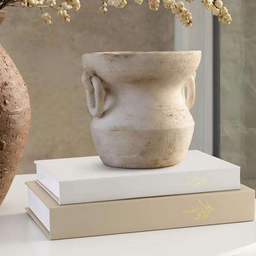 Cinnvoice Set of 2 Decorative Books Boxes, Faux Books Stacked for Decoration for Coffee Tables Modern Home Bookshelves Decor, Fake Fashion Photo Storage Boxes (Light Khaki)