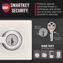 Kwikset Casey Entry Door Handle with Lock and Key, Secure Keyed Reversible Lever Exterior, For Front Entrance and Bedrooms, Satin Nickel , Pick Resistant Smartkey Rekey Security and Microban