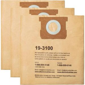 3 Pack STANLEY Filter Bag 19-3100, for 5-8 Gallon Wet/Dry Vacuum, Compatible with STANLEY SL18115 SL18115P SL18116 SL18116P SL18117 SL18701P-10A SL18410P-5A SL18410-5B and Porter-Cable PCX18406-5B