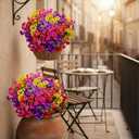 12-Pack Fake Mums Plants Artificial Fall Flowers for Outdoor Indoor Porch Yard Garden Decor, Faux Flower Daisy with Eucalyptus Leaves Boxwood Porch Patio (Daisy-4 Colors Mixed)