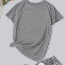 2 x Women's T Shirts Crewneck Short Sleeve Shirt Summer Casual Loose Tshirts 2025 Trendy Basic Tee Tops Grey XL (Gray, XL)