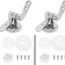 Toilet seat hinge replacement parts bathroom toilet seats hinges aluminum alloy adjustable toilet seat zinc alloy hinge bolts nuts washers zinc alloy screws 1 set (Silver And White)
