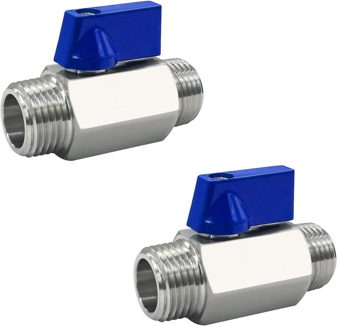 316 Stainless Steel Mini Ball Valve 3/4" NPT Male x Male Thread Shut Off Valve 2PCS