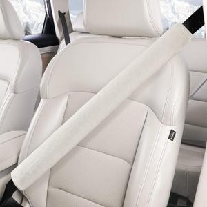 LACDL Extra Long Seatbelt Covers Super Soft Furry for Adults Kids Women & Men, Thick Plush Full Car Seat Belt Cushion, Fluffy Shoulder Pad Protector, Auto Interior Accessories, 1pc, Off White, 19.5in