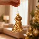 WDS WONDROUS Dog Ornament Christmas Tree Decor - Glass Animal Ornament, Cute Gold Christmas Hanging Ball Decor, Small Xmas Ornaments for Tree Winter Holiday Decor Gift(2.55)