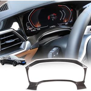 Car Dashboard Speed Meter Trim Frame Compatible with BMW 3 Series G20 G21 320i 330i M340i 2020-2022,Center Console Dash Cover Protector Frame Interior Accessories (Carbon Fiber Pattern)