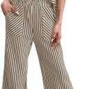 Tankaneo Womens Striped 2 Piece Sets Short Sleeve T Shirts Wide Leg Pants Matching Lounge Set with Pockets (XX-Large, Pink)