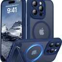 Magnetic Compatible with iPhone 15 Pro Case, [Built-in Kickstand][Full Camera Protection][Compatible with MagSafe][Anti-Fingerprint] Shockproof Phone Case for iPhone 15 Pro 6.1",Blue