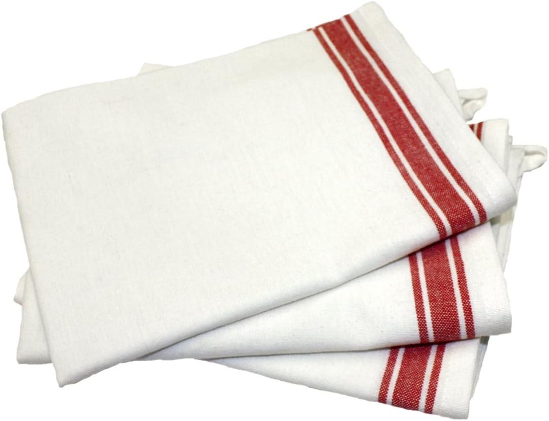 Aunt Martha's 18-Inch by 28-Inch Package of 3 Vintage Dish Towels,Cotton, Red Striped