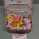 Tea Party Set for Little Girls,PRE-WORLD Princess Tea Time Toy Including Dessert,Cookies,Doughnut,Teapot Tray Cake, Tablecloth & Carrying Case,Kids Kitchen Pretend Play for Girls Boys Age 3-6