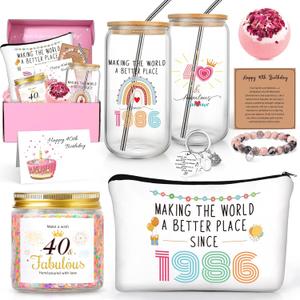 40th Birthday Gifts for Women, Vintage 1986 Happy 40th Birthday Gifts Basket for Women Unique Gift Ideas for 40 Year Old Woman Mom Wife Sister Friend, Cool Bday Gift for Woman 40s Turning 40