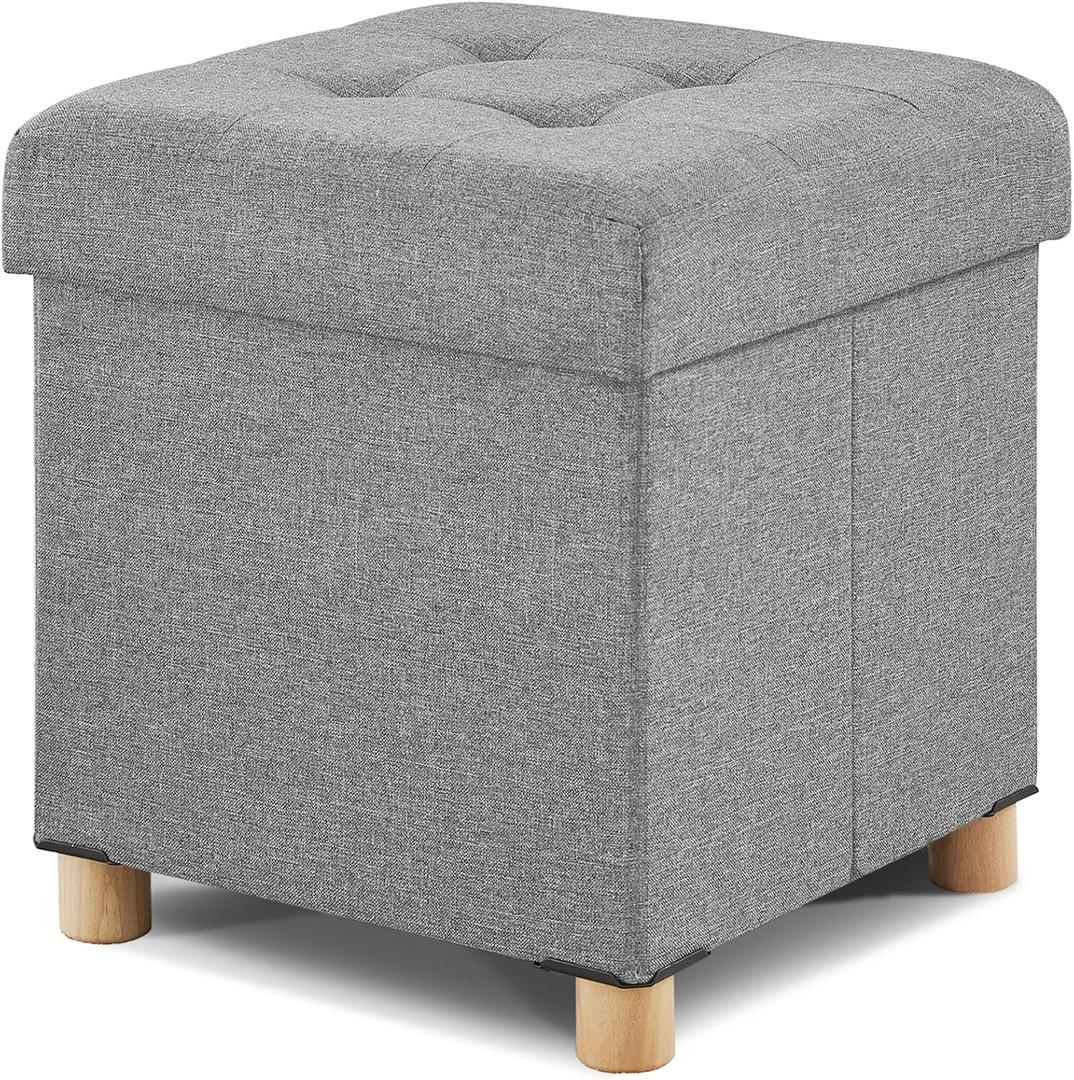 BRIAN & DANY Ottoman with Storage, Square Small Storage Ottoman Foot Rest with Legs, Ottomans Foot Stool for Dorm, Living Room, Entryway 14.8"x14.8"x17.8" (Light Gray), 15"D x 15"W x 15"H