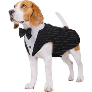 Kuoser Dog Tuxedo Dog Suit and Bandana Set, Dogs Tuxedo Wedding Party Suit, Doggy Prince Bow Tie Shirt Formal Pet Wedding Attire for Dogs Golden Retriever Samo Bulldogs Medium