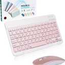 Bluetooth Keyboard and Mouse Combo,Ultra Slim Rechargeable Portable Wireless Keyboard Mouse Set Compact for Android Windows Tablet Cell Phone iPhone iPad Computer Desktop PC Laptop(Pink)