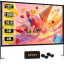 STWUI Outdoor Projector with Stand, 120 Inch Portable Projector Screen, Indoor Outdoor Projector Screens, 16:9 4K HD Lightweight Movie Screen with Carry Bag