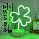 Shamrock Neon Sign, St. Patrick's Day Decorations with USB/Battery Powered, LED Clover Lucky Green Neon Lights for Man Cave Bar Pub Home Party Room Wall Decor (Shamrock With Holder Base)