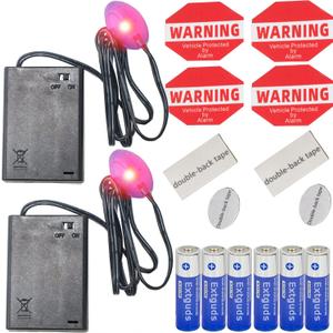 Fake Car Alarm, Dummy Car Alarm,(Batteries Included) Red LED Light Simulate Imitation Security System, Warning Anti-Theft Flash Blinking Lamp (Blue Light-2 Pack)