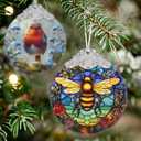 Bee Stained Glass Orament - Christmas Ornament - Christmas Decorations for Tree - Holiday Present ldeas - Gift Exchange