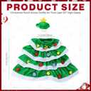 Christmas Porch Goose Outfit Holiday Costume with Green Tree Skirt and Santa Hat for 23" High Concrete Goose Clothes Outdoor Garden Statue Decor Accessories (Xmas06)