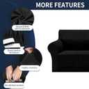 Cupuamon 2026 New Stretch Loveseat Sofa Slipcovers Couch Cover for 2 Cushion Furniture Protector Sofa Covers with Elastic Bottom Jacquard Fabric Small Checks for Pets, Kids - Black