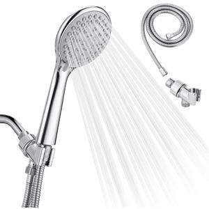 Detachable Handheld Shower Head with Hose - High pressure 5 Functions Showerheads Hand Held Shower Heads,Extra Long 4.7 ft. Stainless Steel Hose and Holder.