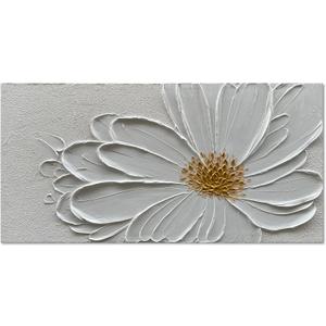 Hand Painted White Flower Texture Art 24x48 inch Modern Abstract Home Wall Decoration Oil Painting (Eft106)