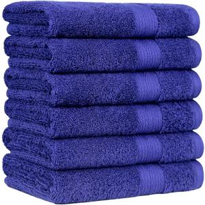 Amazon Basics Cotton Washcloths for Face, Soft, Absorbent, 6 Pack, Navy Blue, 12,5" x"13.5Inch