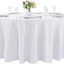 132 inch Round Tablecloth Washable Polyester Table Cloth Decorative Table Cover for Wedding Party Dining Banquet（132 inch,White）