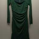 BORIFLORS Women's Ruched Bodycon Long Sleeve Maxi Dress Mesh Square Neck Cocktail Party Long Dresses (Large, Dark Green)