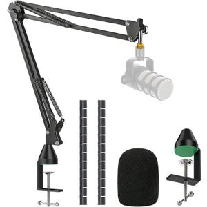 YOUSHARES Rode Podmic Stand with Pop Filter - Microphone Boom Arm with Foam Windscreen Improve Recording Quality