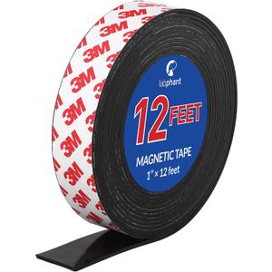 Magnetic Tape, 12 Feet Magnet Tape Roll (1'' Wide x 12 ft Long), with 3M Strong Adhesive Backing. Perfect for DIY, Art Projects, whiteboards & Fridge Organization