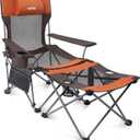 apollo walker Reclining Beach Chair, Adjustable 90-135 Backrest Camping Lounge Chairs for Adults, Folding Chair with Foot Rest & Detachable Pillow - Upgraded 8-Leg, Orange
