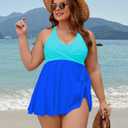 Edelqual Womens Plus Size Tankini Swimsuit Two Piece Tummy Control Bathing Suits Swim Dress Swimwear with Shorts (XXL)