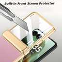 for Motorola Razr Ultra 2026/2025 Case with Hinges Protection & PU Leather Back Cover & Plated Frame & Built-in Front Screen Protector (Pink)