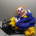 Halloween Animatronics Clown Pathway Markers Decorations, Hanging Animated, Floating Scary Skull with Stakes, Sound Activated, Talking, Light Up Eyes, Haunted Horror Prop for Indoor, Outdoor