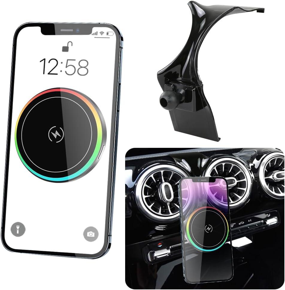 Car Magnetic Phone Mount for Mercedes Benz CLA-Class 2020-2025 CLA250 AMG 35 45 and Benz A-Class 2019-2022 A220 A35 Auto Accessories Best Cellphone Holder Fast 15W Wireless Charger Screen Stand