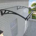 Awning for Door Entrance 32x60 Inch, Polycarbonate Canopy Front Door Awnings Exterior with Separate Drainage, All-Weather UV, Rain & Snow Protection for Porch, Patio, Window, or Deck