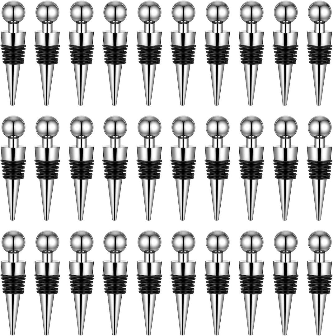 Wine Stoppers for Wine Bottles 30 Pcs Wine Bottle Stopper with Silicone Vacuum Wine Bottles Corks Reusable Wine Stopper for Bar, Holiday Party Suitable for Standard Bottle