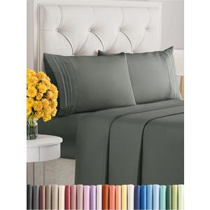 Cal King Size 4 Piece Sheet Set - Extra Soft, Breathable & Cooling Sheets - Hotel Luxury Bed Sheets for Women & Men - Deep Pockets, Easy-Fit & Wrinkle-Free Sheets - Gunmetal Grey Oeko-Tex Bed Sheets