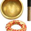 Tibetan Singing Bowl, Yoga Meditation Bowl, Mindfulness Meditation Bowl with Cushion Mallet, Meditation Singing Bowls Kit for Yoga Meditations, Chakra, Mindfulness, and Stress Relief (9.5cm)