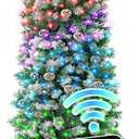 HOLLO STAR 9 ft Prelit Christmas Tree with 500 LED Lights, App Control, Slim Pencil Christmas Tree, Multi-Color RGBW Lights, 1426 Flocked Frosted Tips, Xmas Tree, 95 Pine Cones, for Home, Party