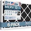 BNX TruFilter 16x24x1 MERV 12 Odor Defense (6-Pack) AC Furnace Air Filter with Activated Carbon - MADE IN USA - Pleated Air Conditioner HVAC AC Furnace Filters - Removes Odor, Mold, Bacteria, Smoke