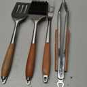 Heavy-Duty Grilling Accessories Rose Wooden BBQ Grilling Tools Set,Outdoor Grill Set with Spatula, Fork, Brush & Tongs,Essential Accessories for Barbecue & Grill. Ideal Gift for Men