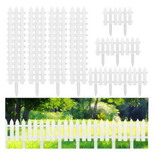 48 Pack White Garden Fence with 48 Fence Insert Lawn Picket Fence Garden Border Fence Decorative Plastic Fence Panels for Landscape Path Flowerbeds Plant Yard, 6.69'' L x 7.87'' H