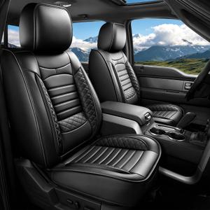 for ford 2026 f150 seat covers 2009-2024-2025-2026 F250 F350 F450 2017-2026 | Truck Waterproof Leather SuperCrew XLT Lariat XL Raptor Platinum King Ranch STX and other Trims(2 PCS Front,Black)