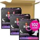 Kotex Ultra Thin Overnight Pads with Wings, Extra Heavy Absorbency, 102 Count (3 Packs of 34)