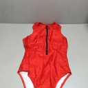 Charmo One Piece Swimsuit Women Zipper Bathing Suit Mock High Neck Full Coverage Racerback Rash Guard Swimwear 80s 90s Size M